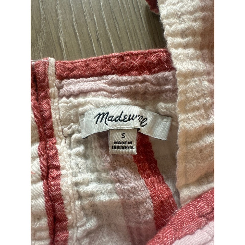 Madewell Cream and Red Striped Square-Neck Short Sleeve Top - Picture 3 of 5